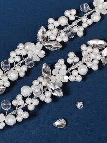 仿珍珠水钻装饰新娘发带 情人节配饰