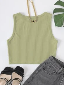 素色短款背心 - 薄荷綠 - 查看 2