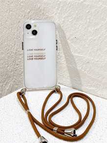 字母圖案透明手機殼帶帶 - 棕色 - 查看 3