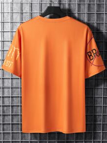 Manfinity LEGND Tops Nam Con số Slogan Giải trí - trái cam - Xem 2