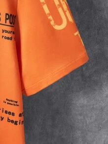 Manfinity LEGND Tops Nam Con số Slogan Giải trí - trái cam - Xem 4