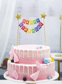 1 pieza Decoración de pastel con estampado de letra de cumpleaños - Multicolor - Ver 1