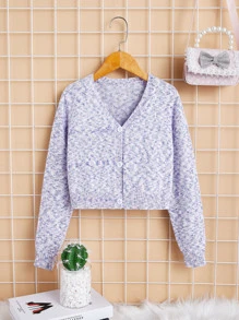 SHEIN Girls Space Dye Cardigan - Multicolor - View 1