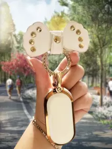 1set Keychain & Car Key Case Compatible With Fiat 500, Key Fob Cover - White - View 2