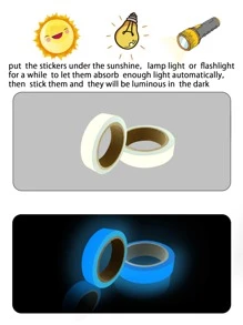 1roll Glow In The Dark Floor Sealing Sticker, Simple Plain Color PVC Tile Decoration Seam Tape For Home - Blue - View 6