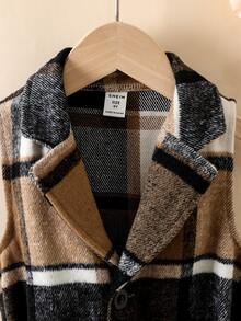 Toddler Girls Plaid Button Front Belted Vest Overcoat - Multicolor - View 4