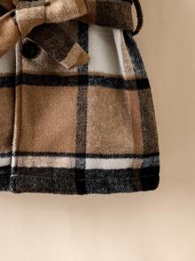 Toddler Girls Plaid Button Front Belted Vest Overcoat - Multicolor - View 6