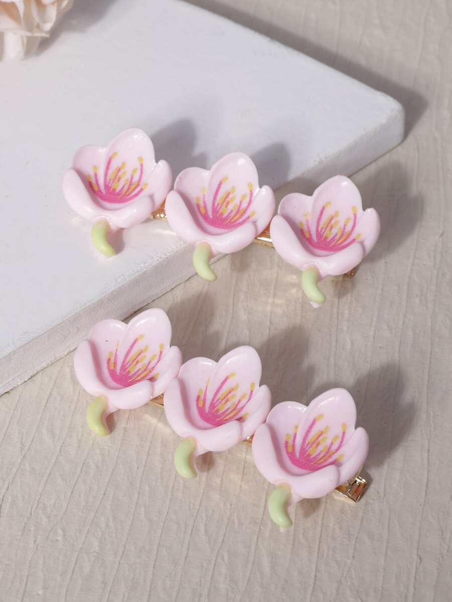 2pcs Flower Decor Hair Clip - Multicolor - View 1
