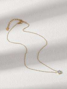 Cubic Zirconia Pendant Necklace - Yellow Gold - View 3