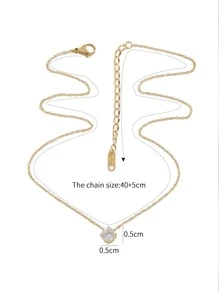 Cubic Zirconia Pendant Necklace - Yellow Gold - View 4