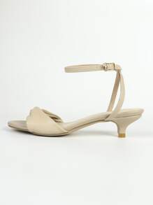 Xăng đan Cao gót Nữ xoắn lại màu trơn Dây đeo mắt cá chân Thanh lịch - Màu be - Xem 4