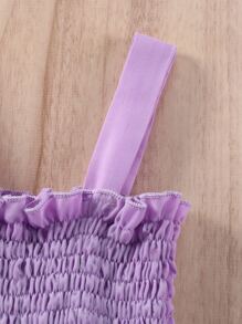 SHEIN 小女童打攬木耳邊蝴蝶貼花吊帶連衣裙 - 紫丁香色 - 查看 5