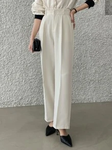 DAZY Pleated Trim Press Crease Tailored Trousers - White - View 8