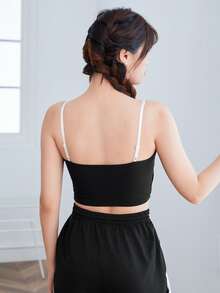 Áo hai dây Đắp vá Lá thư Giải trí - màu đen - Xem 2