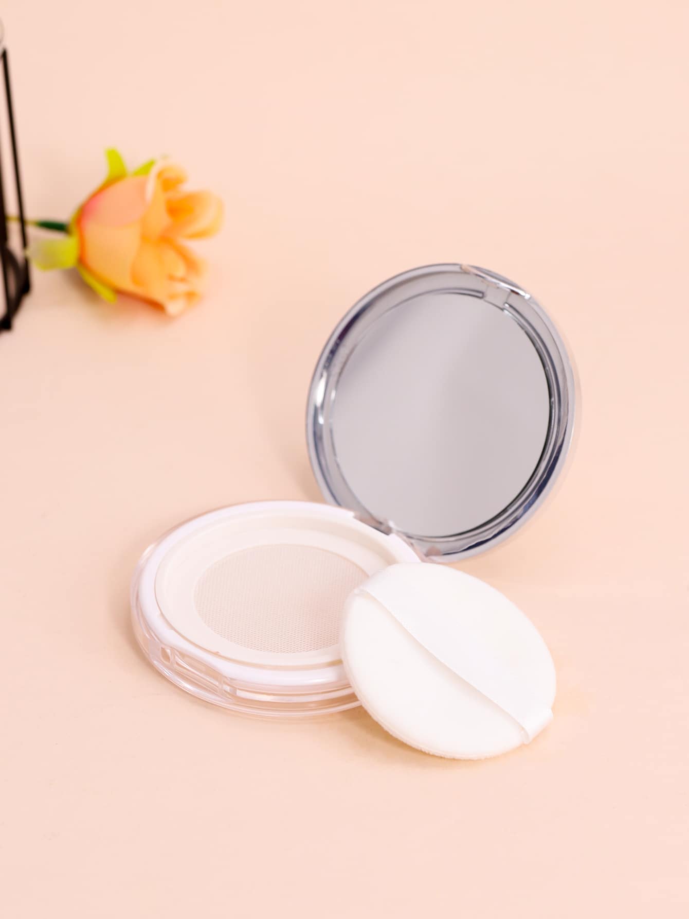 1 contenedor de polvo suelto con hojaldre, estuche de polvo vacío de plástico reutilizable portátil DIY contenedor de polvo de maquillaje vacío estuche compacto de polvo suelto con espejo y tamiz de red - Multicolor - Ver 1