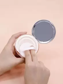 1 contenedor de polvo suelto con hojaldre, estuche de polvo vacío de plástico reutilizable portátil DIY contenedor de polvo de maquillaje vacío estuche compacto de polvo suelto con espejo y tamiz de red - Multicolor - Ver 2