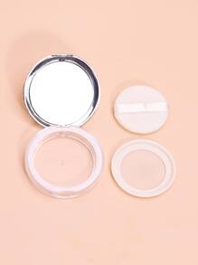 1 contenedor de polvo suelto con hojaldre, estuche de polvo vacío de plástico reutilizable portátil DIY contenedor de polvo de maquillaje vacío estuche compacto de polvo suelto con espejo y tamiz de red - Multicolor - Ver 6