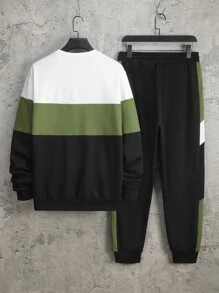 Manfinity Homme Hombres Pantalones deportivos con sudadera con estampado de letra de color combinado - Multicolor - Ver 2