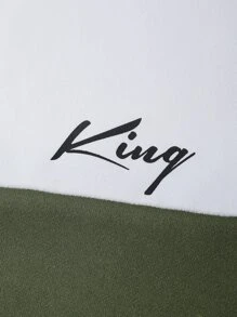 Manfinity Homme Hombres Pantalones deportivos con sudadera con estampado de letra de color combinado - Multicolor - Ver 3