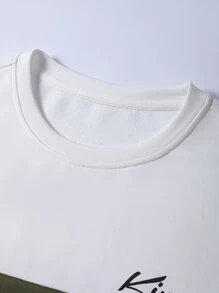 Manfinity Homme Hombres Pantalones deportivos con sudadera con estampado de letra de color combinado - Multicolor - Ver 5