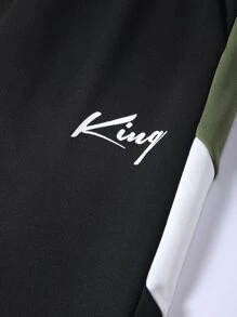 Manfinity Homme Hombres Pantalones deportivos con sudadera con estampado de letra de color combinado - Multicolor - Ver 7