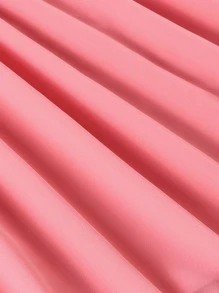 SHEIN Niñas Vestido con bordado floral con lazo delantero - Rosado Sandía - Ver 5