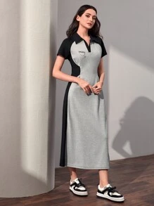 Mulvari Colourblock Raglan Sleeve Dress - Multicolor - View 3