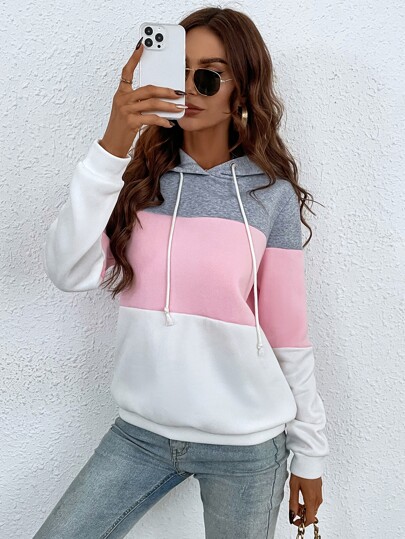 SHEIN LUNE Capucha de color combinado con cordón