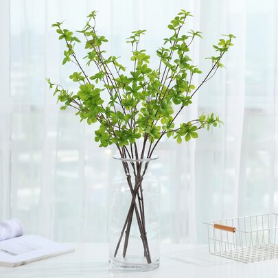 1/3 件人造叶子、榕树枝、桉树叶、假植物、人造榕树茎、绿色植物、假树枝、可弯曲用于花瓶填充的茎、人造植物、家居架子装饰