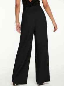 SHEIN Tall High Waist Wide Leg Pants - Black - View 2