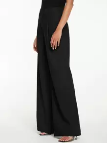 SHEIN Tall High Waist Wide Leg Pants - Black - View 3