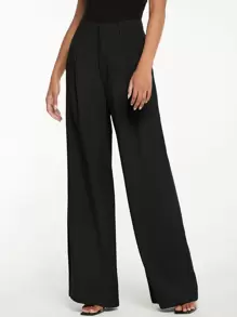 SHEIN Tall High Waist Wide Leg Pants - Black - View 5