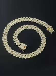 適合女士男士水鑽裝飾項鍊鏈條,適用於首飾類禮品和派對 - 金黃色 - 查看 2