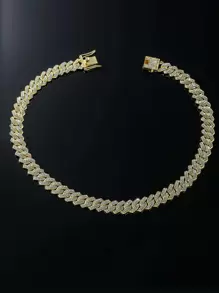 適合女士男士水鑽裝飾項鍊鏈條,適用於首飾類禮品和派對 - 金黃色 - 查看 3