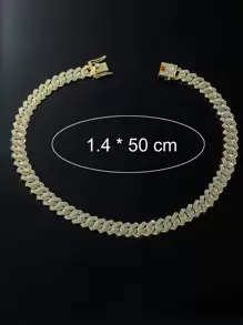 適合女士男士水鑽裝飾項鍊鏈條,適用於首飾類禮品和派對 - 金黃色 - 查看 4