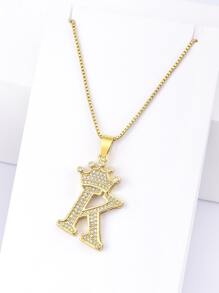 chiếc Vương Miện Đính Đá Cubic Zirconia & Vòng Cổ Chữ Cái - Vàng - Xem 5