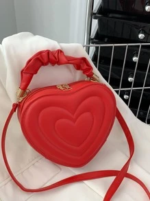 Quilted Heart Design Novelty Bagmatching , Bag, Gifts, Outfit,Perfect For Dress,Wedding Dress,Formal Dresses For Women,Prom Dress, Dress,Birthday Dress, - Red - View 1