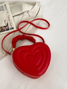 Quilted Heart Design Novelty Bagmatching , Bag, Gifts, Outfit,Perfect For Dress,Wedding Dress,Formal Dresses For Women,Prom Dress, Dress,Birthday Dress, - Red - View 2