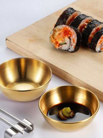 金色不鏽鋼調味盤，適用於開胃菜、醬料及調味品、家用