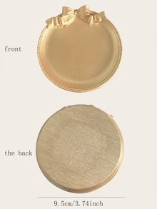 Bow Decor Metallic Jewelry Tray - Gold - View 4