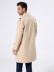 Manfinity Mode Men Double Breasted Epaulettes Design Trench Coat - Khaki - View 2