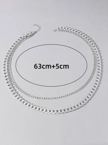 時尚流行男士簡約分層項鍊，適合珠寶禮物和時尚外觀 - 銀色 - 查看 3