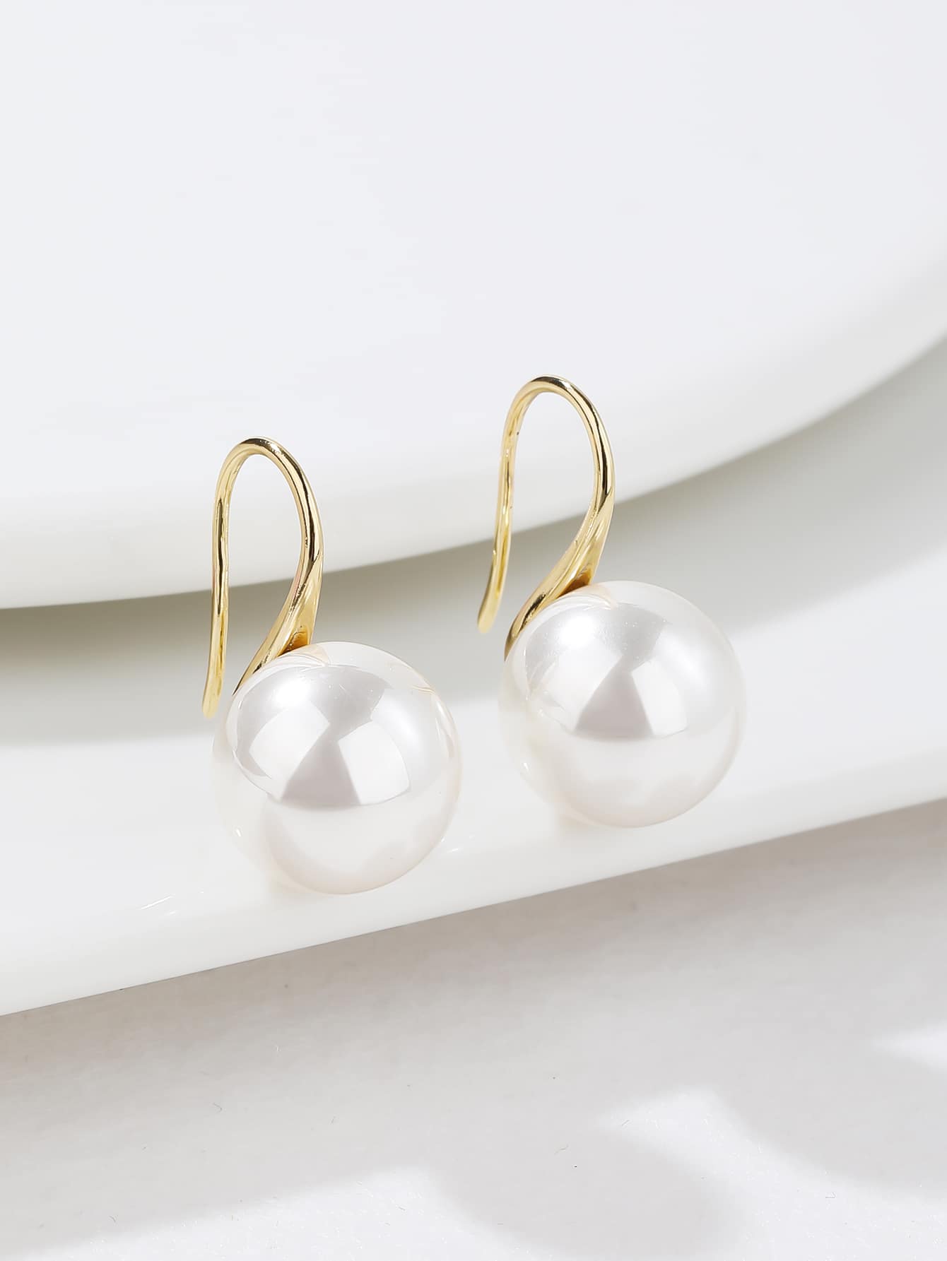1pair Natural Pearl Decor Earrings Copper Jewelry - Yellow Gold - View 1