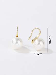 1pair Natural Pearl Decor Earrings Copper Jewelry - Yellow Gold - View 3