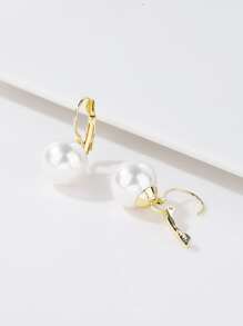 1 đôi Tự nhiên Đồ trang trí Ngọc Trai giả Hoa tai Đồng Đồ trang sức - Vàng - Xem 2