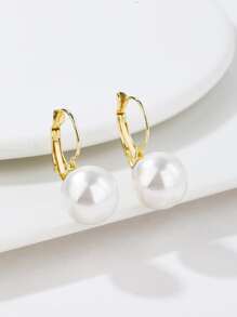 1 đôi Tự nhiên Đồ trang trí Ngọc Trai giả Hoa tai Đồng Đồ trang sức - Vàng - Xem 3