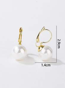 1 đôi Tự nhiên Đồ trang trí Ngọc Trai giả Hoa tai Đồng Đồ trang sức - Vàng - Xem 4