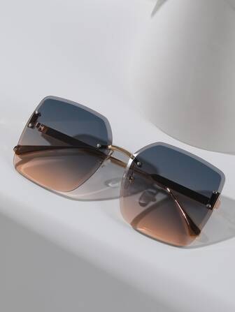 渐变镜片无框时尚眼镜，适合日常生活或夏季旅行，太阳镜，沙滩配饰，女士沙滩配饰，眼镜，太阳镜，秋冬女士基本款服装，商务休闲礼品，适合夏季海滩度假、户外、旅行