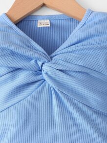 SHEIN 嬰兒前扭結連身背心 - 淺藍色 - 查看 3