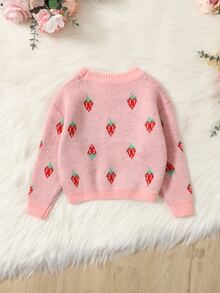 SHEIN Baby Strawberry Pattern Jumper - Coral Pink - View 2